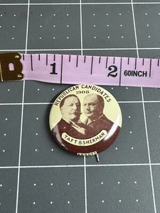 vintage William Taft & James Sherman Jugate 1908 CAMPAIGN BUTTON reproduction - Picture 1 of 3