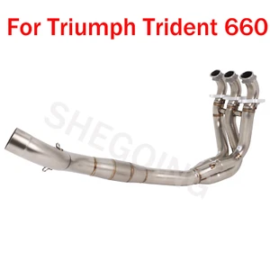For Trident 660 2021-2024 Motorcycle Slip On Exhaust Muffler Header Pipe 51MM - Picture 1 of 4