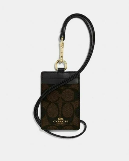 Coach Signature C PVC Canvas Leather Brown Black Lanyard
