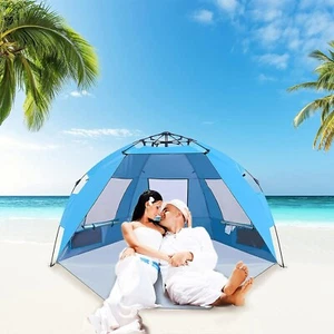 Pop Up Beach Tent Easy Set Up Beach Umbrella Sun Shelter for 2-3 People UPF 50+ - Picture 1 of 7