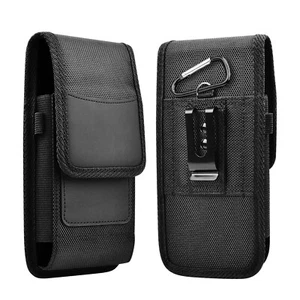 Étui Ceinture Vertical Smartphone Universel Port Stylet et Mousqueton Noir - Photo 1/6