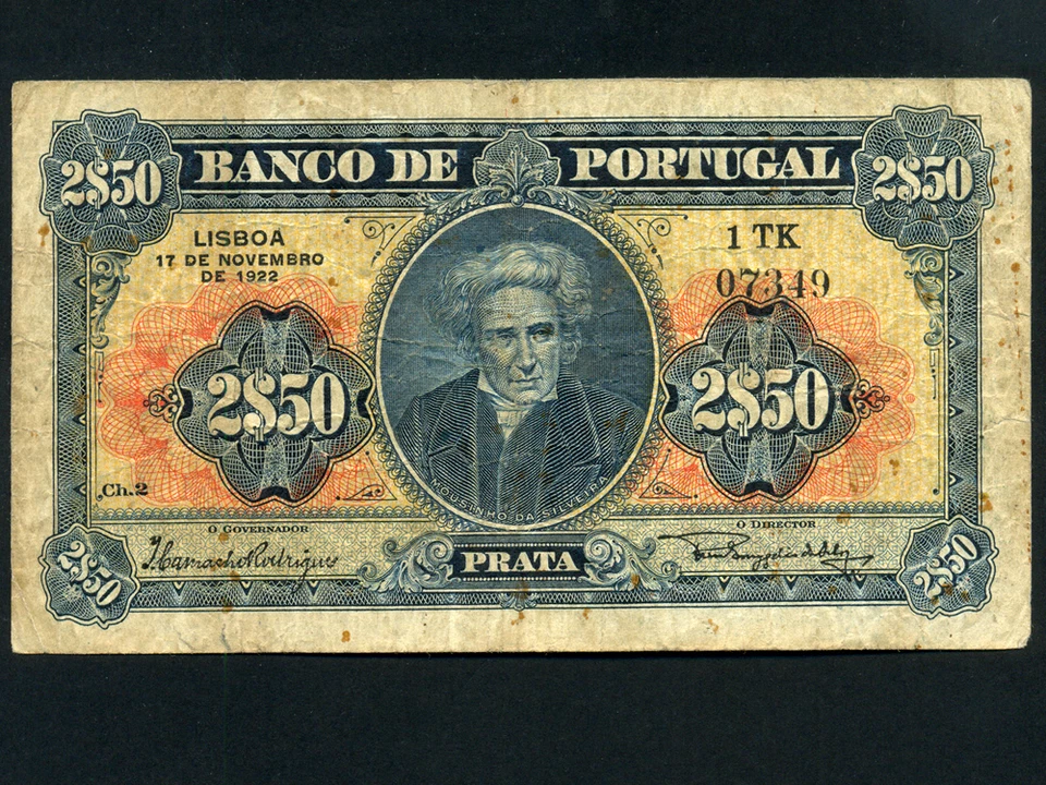 Portugal:P-127, 2.50 Escudos 1922 * M. da Silveira * RARE * - Image 1 of 1