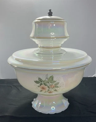 Vintage Gone With The Wind Hurricane Floral Hanging Lamp Replacement Globe Shade - Image 1 of 4