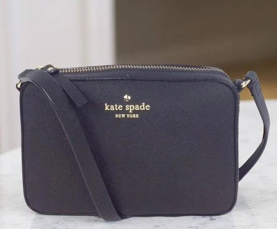 Bolso Bandolera Kate Spade Mikas Pond Clover Pequeño Cuero Negro Foto 1 de 4