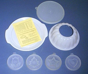 Tupperware JEL-N-SERVE Salad/ Dessert Mold  HEART TREE STAR TULIP Recipe & Tray - Picture 1 of 2
