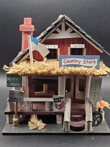 Country Store Birdhouse Red General Store Building Shop Decoration - Picture 1 of 10