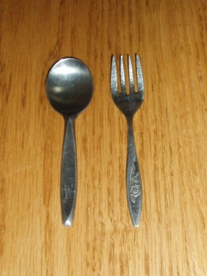 Garfo infantil Sanibabe luxo aço inoxidável Taiwan *padrão rosa *colher genérica grátis - Imagem 1 de 2