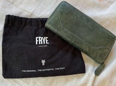 Cartera Frye Cuero Envejecido Melissa Cremallera Alrededor Forrest Verde - ¡Muy Limpia! Foto 1 de 4