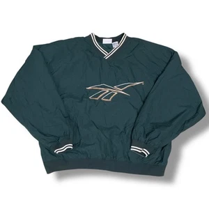 Vintage 90s Reebok Windbreaker Green Pullover Nylon Jacket Men’s Size Large - Picture 1 of 2