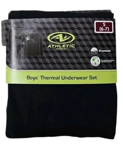Athletic Works Boys Youth Thermal Underwear Set Breathable Warm Black Small 6-7 - Picture 1 of 2