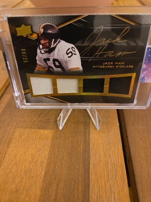 2009 Upper Deck UD Black Jack Ham Auto Quad Jersey /25 Game Used 1 PQ-JH - Image 1 of 4