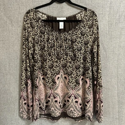 Top Liz Wear Mujer Transparente Lechera Floral LS Talla XL Y2K 90s Fairy Grunge Gitano Foto 1 de 4