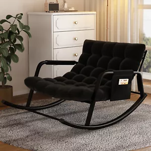 Rocking Chair Outdoor &Indoor Oversize Lounge Rocker Recliner Armchair with back - Picture 1 of 18