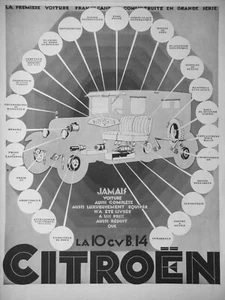 PUBLICITÉ DE PRESSE 1927 VOITURES CITROËN LA 10 CV B.14 LUXUEUSEMENT ÉQUIPÉE - Bild 1 von 1