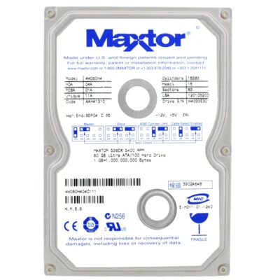 Maxtor 4W060H4 536DX 60GB 5400RPM Ata 100 3.5 " Inch - Image 1 of 4