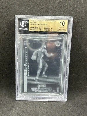 2019 Panini Absolute #21 Zion Williamson GLASS Rookie BGS 10 PRISTINE - Image 1 of 2