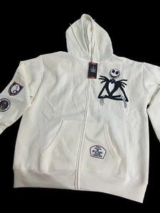 NWT XL NIGHTMARE BEFORE CHRISTMAS JACK SKELLINGTON DISNEY ZIP HOODIE w/ PATCHES - Picture 1 of 7