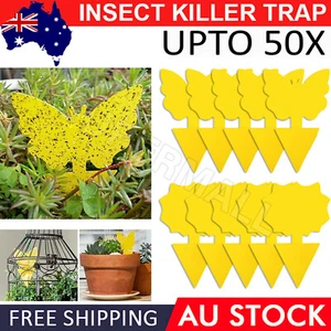 Up to 50pcs Dual Sided Strong Sticky Trap Insect Killer Fruit Fly Trap Gnat OZ - Picture 1 of 20