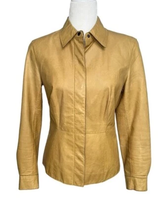 Chaqueta De Colección Caslon Cuero Marrón Tostado Cuello a Presión M Foto 1 de 4