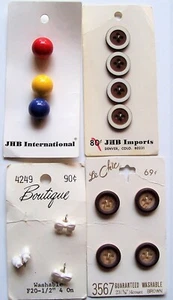 4 Cards of Vintage Buttons JHB International, Boutique and Le Chic - Picture 1 of 3