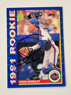 TODD HUNDLEY Signed 1991 Score Rookie #23 New York Mets Card Autograph - Image 1 of 2
