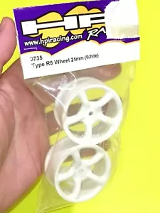 ORIGINAL RC HPI RACING #3735 ~ 5 SPOKE WHITE TYPE R5 WHEELS 24MM ~ DISCONTINUED - Picture 1 of 5