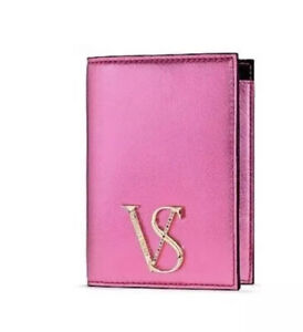 Victoria's Secret Jewel Metallic Passport Case Cover Pink Logo Rhinestone NEW