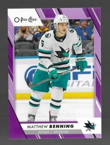 MATTHEW BENNING 2023-24 O-PEE-CHEE PURPLE BORDER PARALLEL # /49 MADE #398 SHARKS - Picture 1 of 2