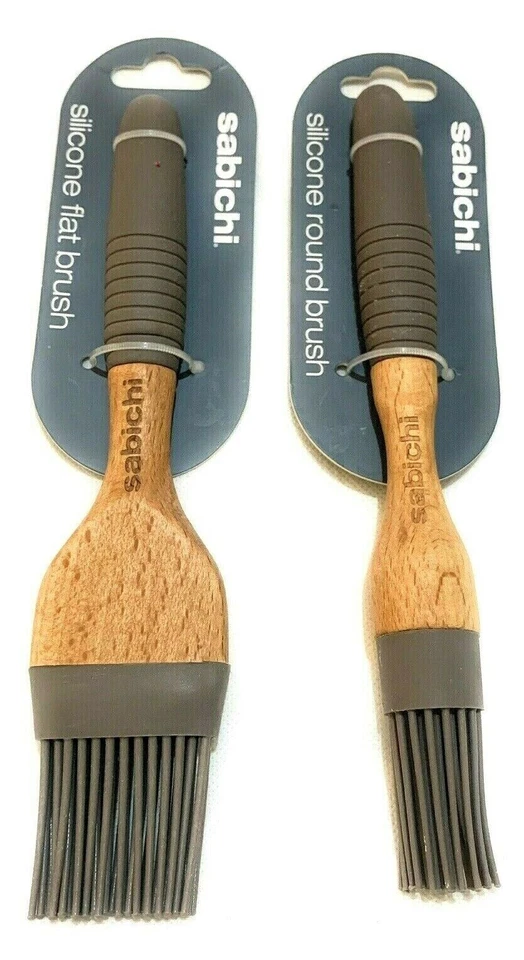 Silicon Flat OR Round Pastry Basting Brush High Quality Wood Heat Resistant Tool - Image 1 of 1