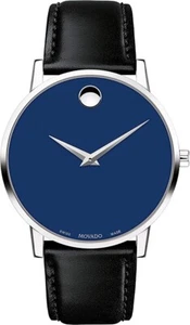 Movado Swiss Mens Museum Blue Dial Classic 0607270 Slim Watch - Picture 1 of 2