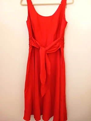 Платье Coldwater Creek размер 12 38 дюймов темно-оранжевое без рукавов гофрированное шелковое платье с подкладкой - Изображение 1 из 4