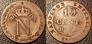 Napoleon The1st - 10 Cent. IN The N Crowned 1809 H, Rochelle H To Left! F.130/14 - Picture 1 of 1