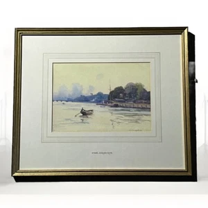 ETHEL KIRKPATRICK - Original Aquarell - Ruderboot auf Fluss - Anfang 20. Jahrhundert - Bild 1 von 24