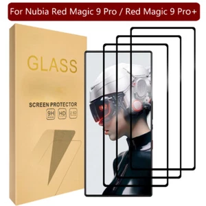 2PCS Nubia Red Magic 9 9S Pro 9Pro + Full Cover Tempered Glass Screen Protector - Afbeelding 1 van 7