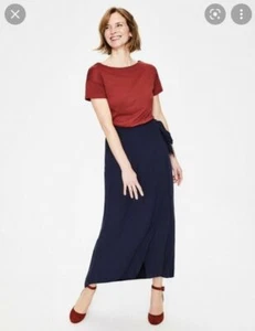 Boden Portia Rock NAVY WRAP MIDI SKIRT SIZE UK 10P BRAND NEW T0355 - Picture 1 of 5