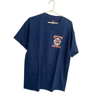 Hanes Tagless 6.1 Miami Beach Fire Rescue Graphic Shirt Mens XL Navy Blue Cotton - Picture 1 of 7