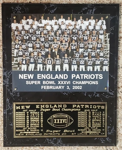 New England Patriots  Super Bowl 36 Champions 12" x 15" Plaque xxxvi Cover
