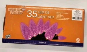 Hobby Lobby 35 Energy Saving C6 Purple Lights on a 12.5ft. Black Wire - Picture 1 of 6