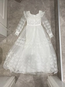 VTG medieval victorian wedding dress size 12 empire dress kawaii lolita ethereal - Picture 1 of 13