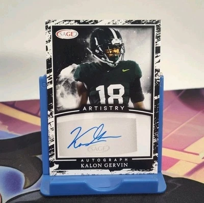 2022 SAGE Artistry Kalon Gervin #A-KG2 Michigan State Rookie Autograph RC Auto - Image 1 of 3