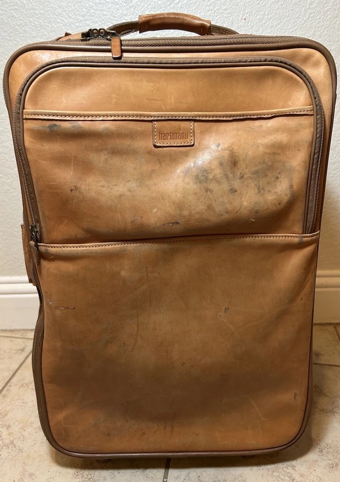 De colección Hartmann Todo Cinturón Cuero Ruedas Rodillo Llevar 23" X 15" X 8" Equipaje Foto 1 de 4