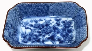Vintage Japanese Arita Blue & White Small Rectangular Dish Bowl, 2 5/8" x 3 7/8" - Picture 1 of 7