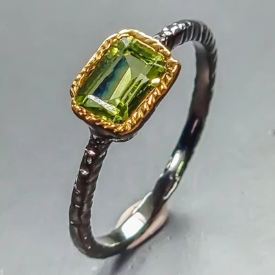 Anillo único anillo peridoto natural plata de ley 925 talla 7/R447216 Foto 1 de 4