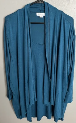 Jaclyn Smith Collection Blue Blouse Size 3X Plus Size Draped Layered Office - Image 1 of 4