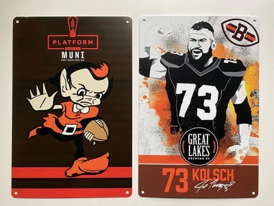 Cleveland Browns - Great Lakes Brewing Sign Lot - NEW WITH DEFECTS READ READ - Image 1 of 4