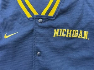 Vtg Michigan Wolverines Jacket Mens L Blue Nike Basketball Warm Up Y2K 90s - Picture 1 of 7