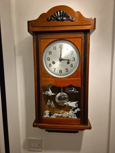 Polaris 15 Tage Schlüsselaufzug Wanduhr mechanisch Schlüsselaufzug Art Deco Stil 60cm - Bild 1 von 14