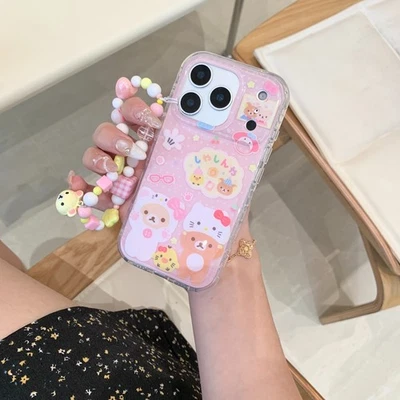 Cute Rilakkuma Friends Chain Hard Case Cover For iPhone 17 Pro Max 16 15 14 - Image 1 of 4