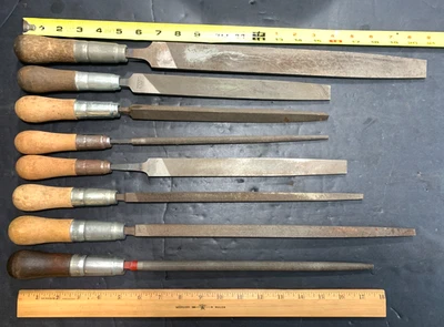 Vintage Nicholson / DISSTON/DELTA USA LOT of 8 USED Large 10" to 15" FILES - Image 1 of 4