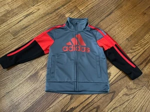 Cute little boys size 2T Adidas grey and red zip up  jacket - Picture 1 of 6
